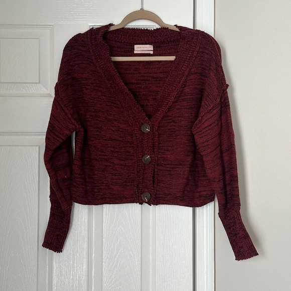 Urban Outfitters Sweaters - Urban Outfitters Red Black Cropped Button Down Cardigan Size Small S Cotton